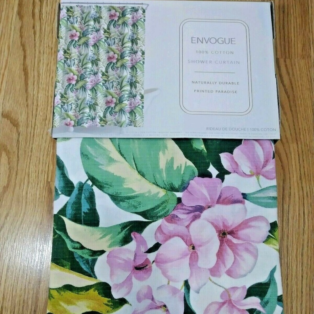 Envogue Fabric Floral Design Shower Curtain